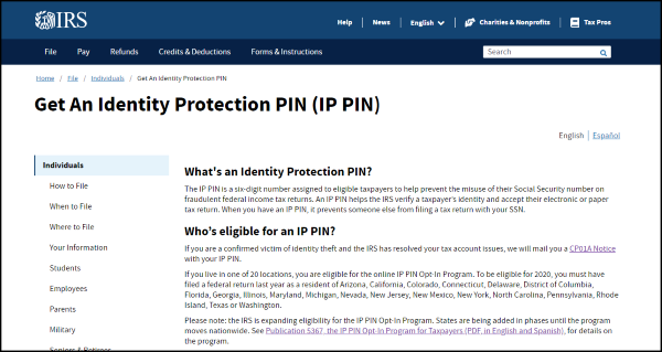 irs ip pin